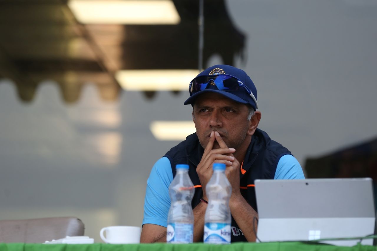 Rahul Dravid watches proceedings in his first Test as full-time India coach, India vs New Zealand, 1st Test, Kanpur, 4th day, November 28, 2021
