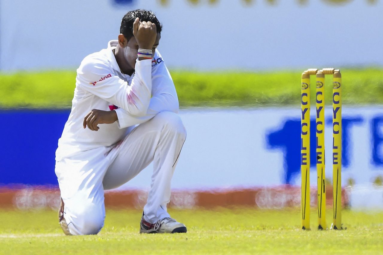 Praveen Jayawickrama expresses his frustration, Sri Lanka vs West Indies, 2nd Test, Galle, 3rd day, December 1, 2021
