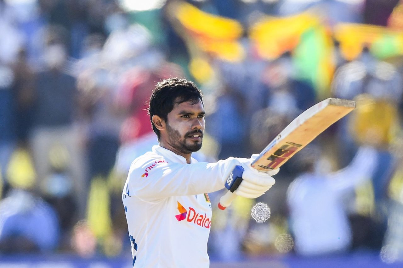 Dhananjaya de Silva celebrates his hundred, Sri Lanka vs West Indies, 2nd Test, Galle, 4th day, December 2, 2021