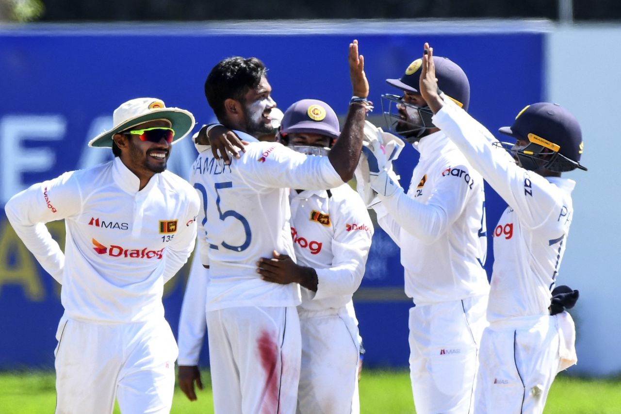 Ramesh Mendis picked up three wickets in an over in the second session, Sri Lanka v West Indies, 2nd Test, Galle, December 3, 2021