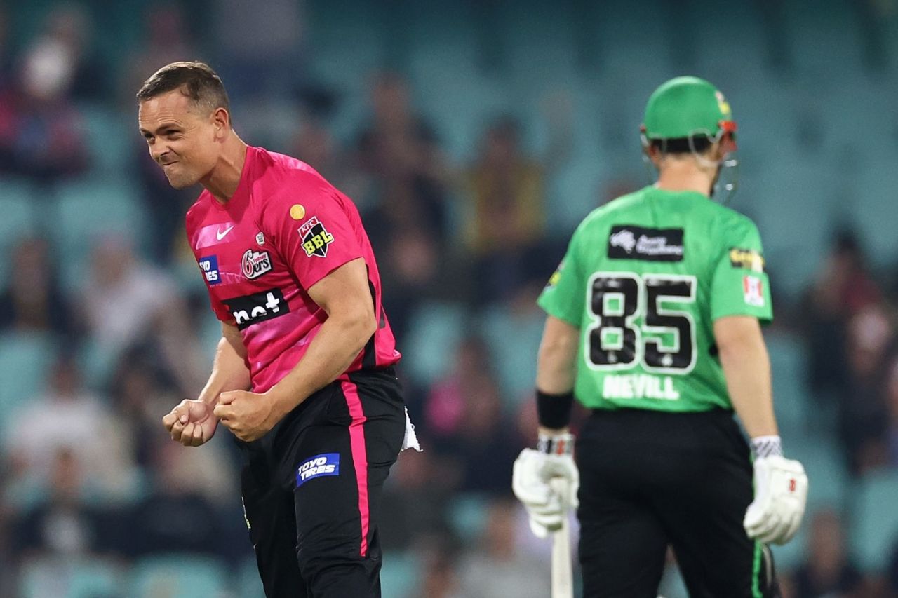 Steve O'Keefe celebrates a wicket, Sydney Sixers vs Melbourne Stars, BBL, SCG, December 5, 2021