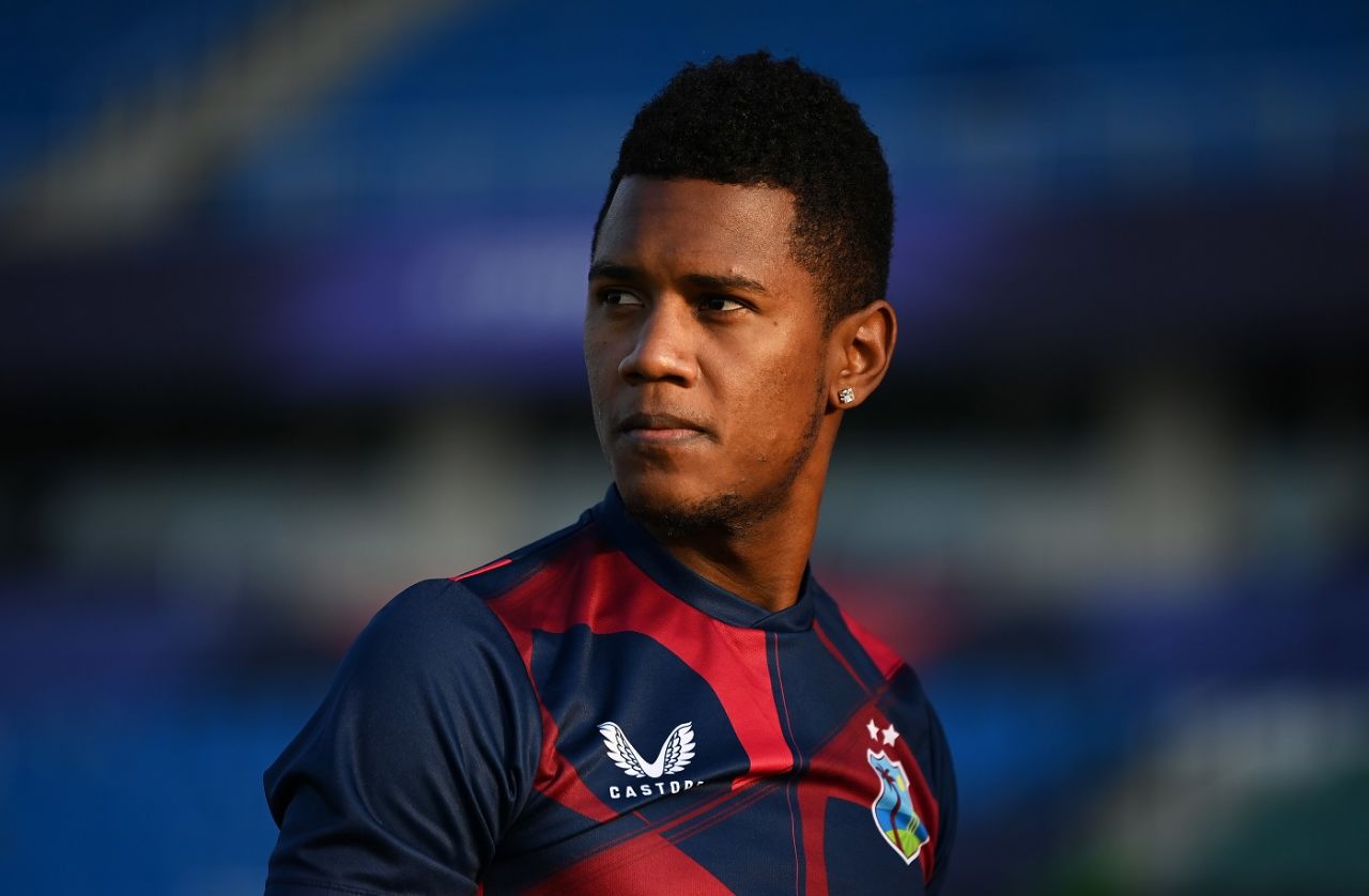 Akeal Hosein at a West Indies training session, Abu Dhabi, November 4, 2021
