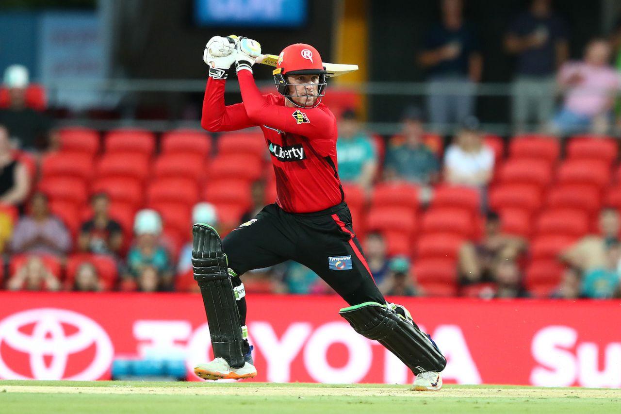 Mackenzie Harvey cuts behind point during his unbeaten 71, Melbourne Renegades vs Brisbane Heat, BBL 2021-22, Carrara, December 13, 2021