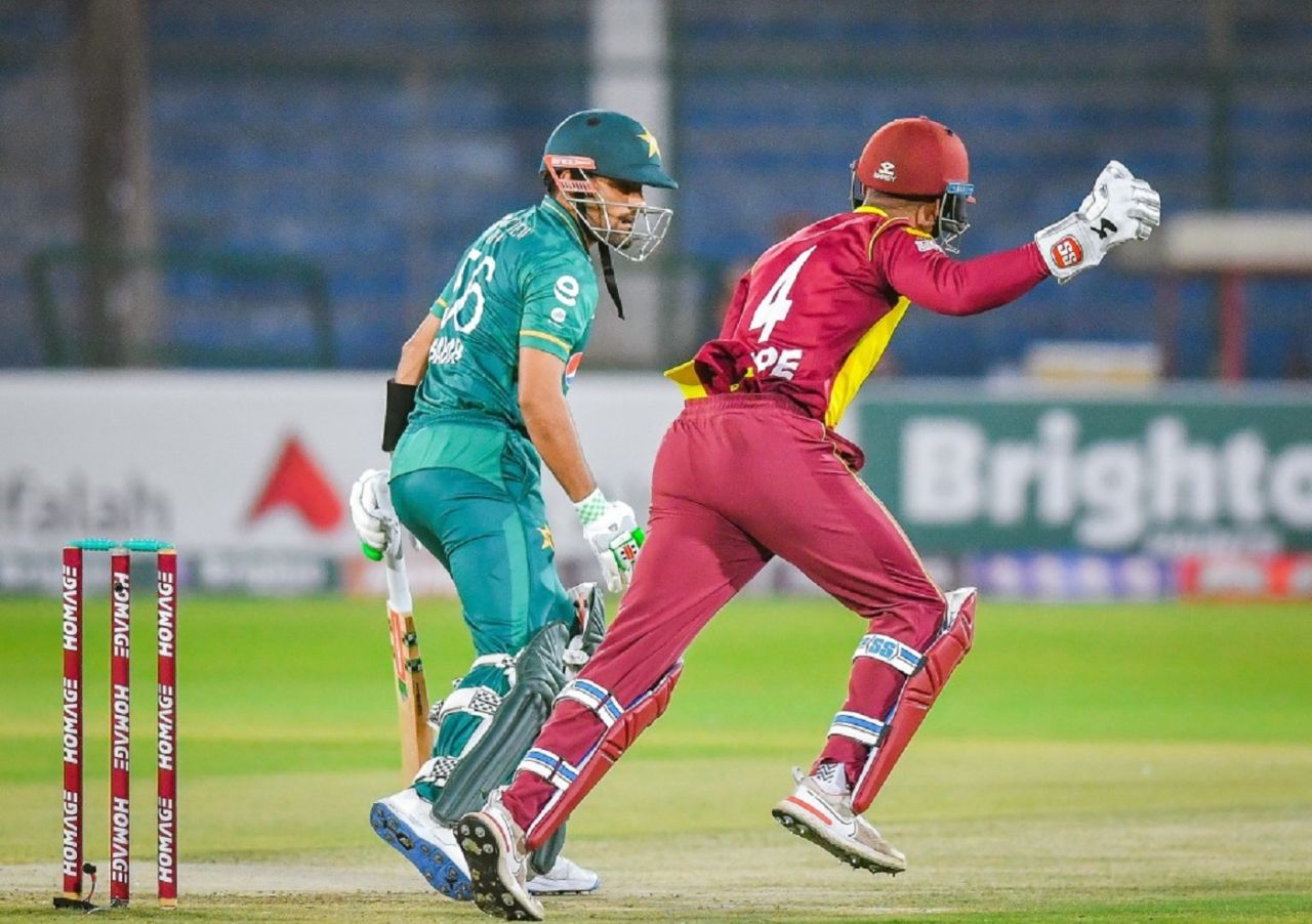 Babar Azam was out for a duck, caught behind off Akeal Hosein, Pakistan v West Indies, 1st T20I, Karachi, December 13, 2021