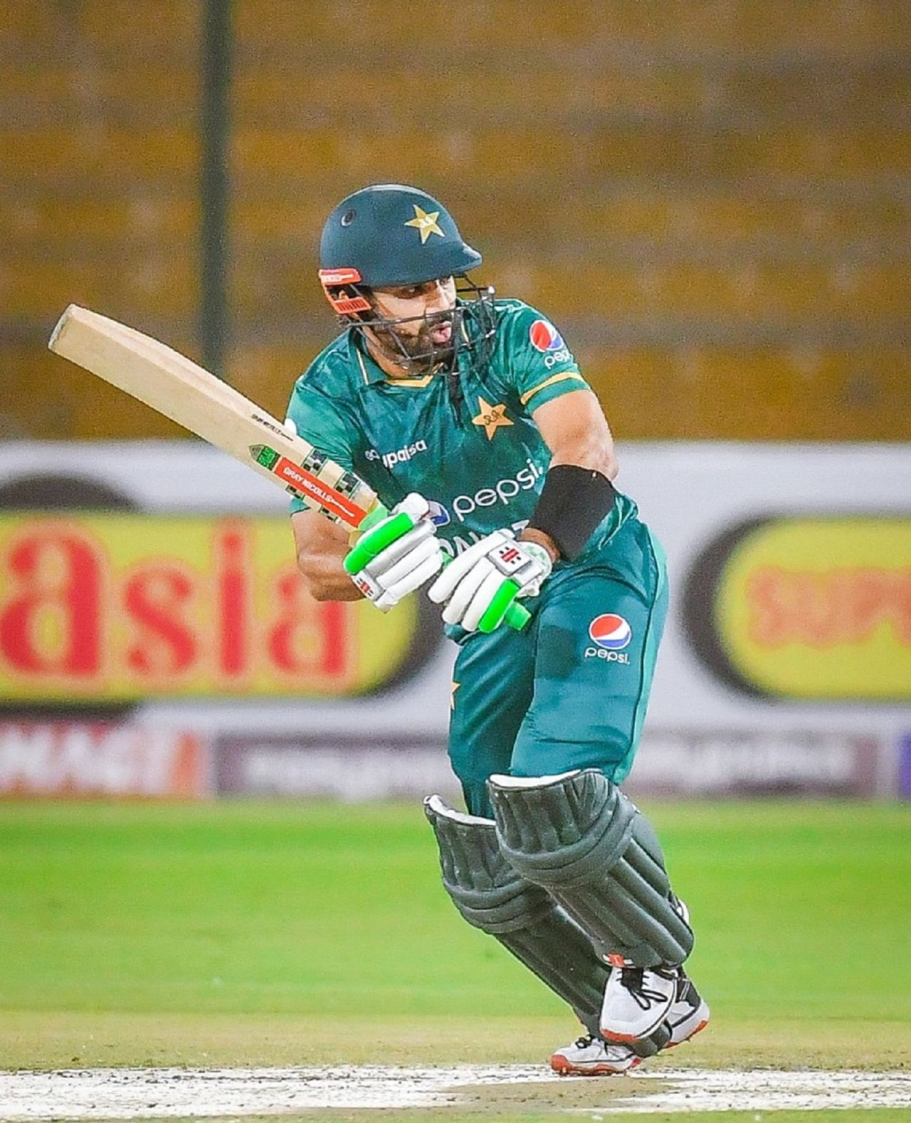 Mohammad Rizwan flicks, Pakistan v West Indies, 1st T20I, Karachi, December 13, 2021