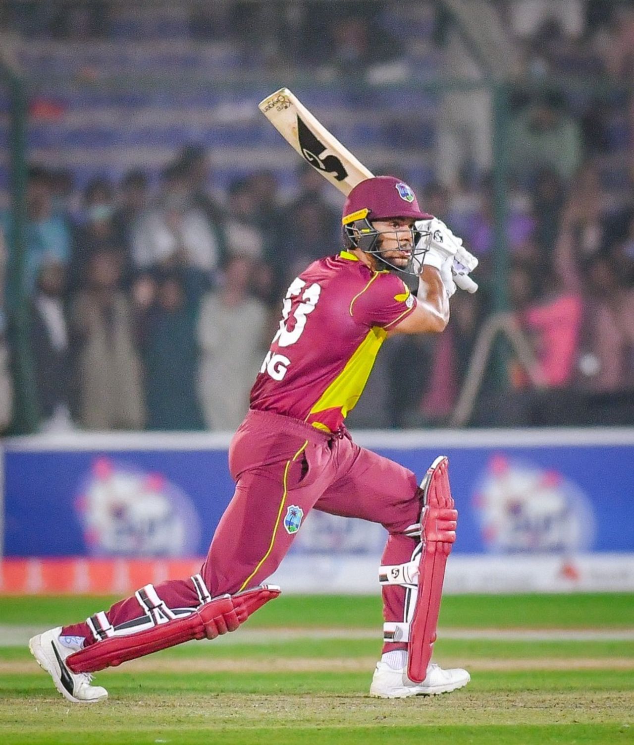 Brandon King drives through the covers, Pakistan vs West Indies, 2nd T20I, Karachi, December 14, 2021