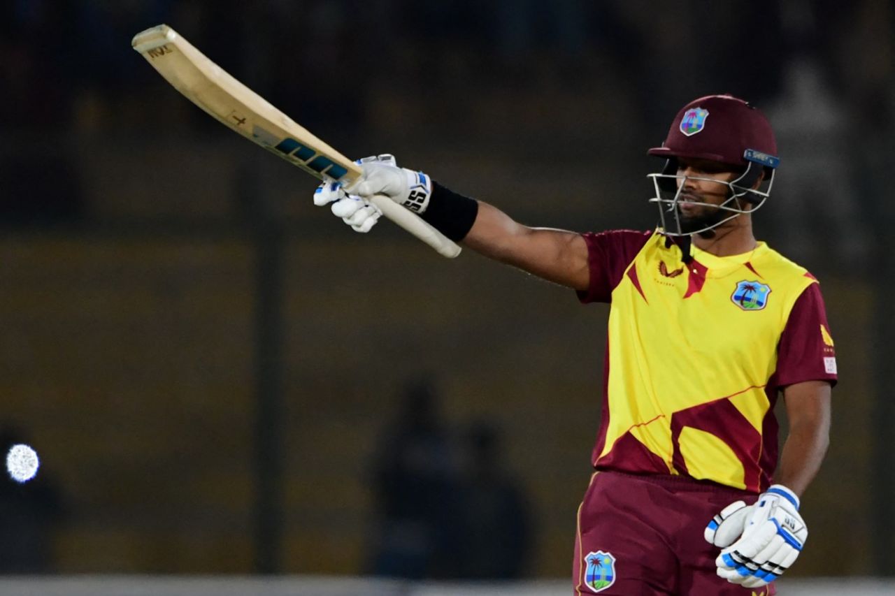Nicholas Pooran celebrates his half-century, Pakistan vs West Indies, 3rd T20I, Karachi, December 16, 2021