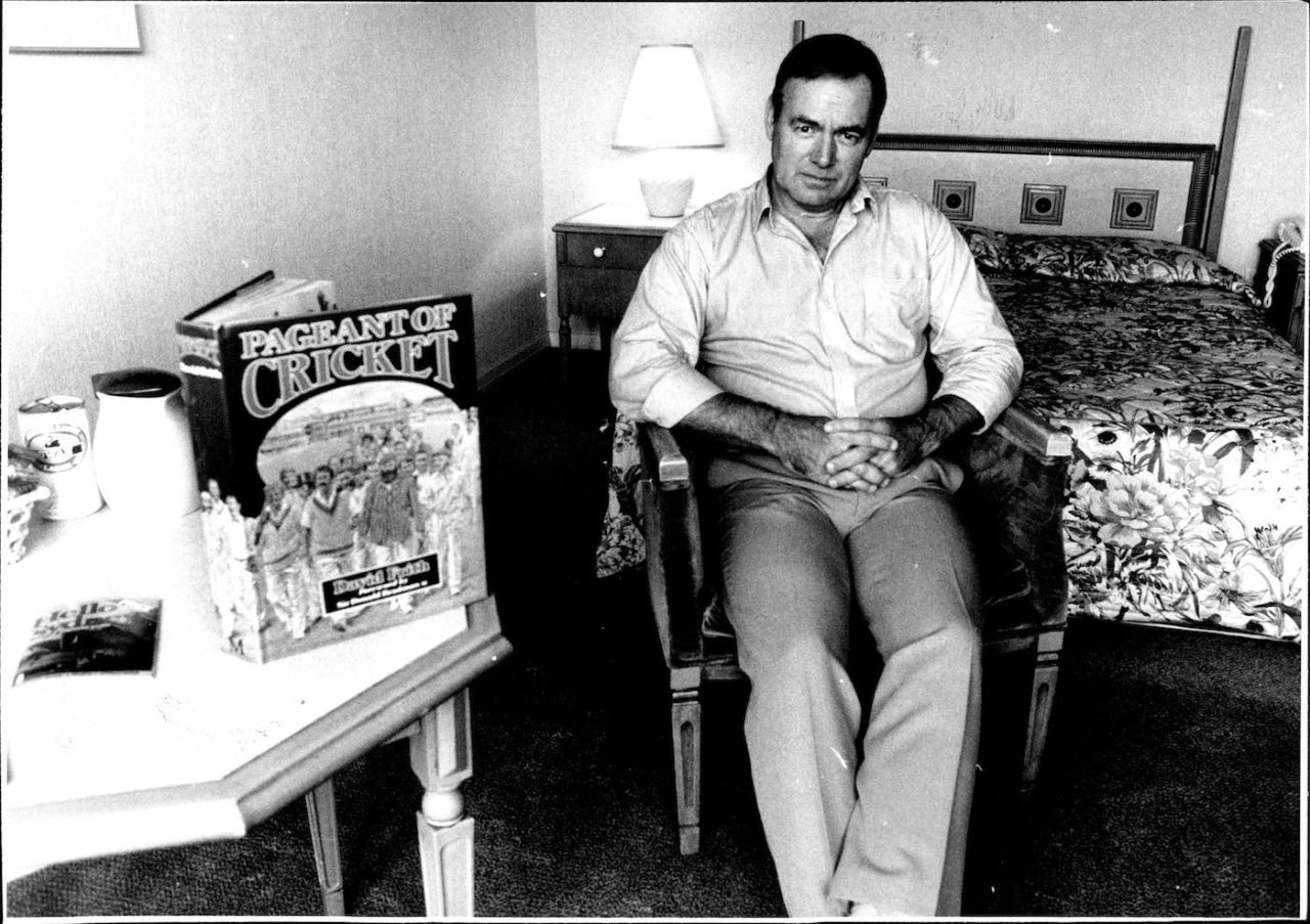 David Frith poses with his book, Pageant of Cricket, November 17, 1987.