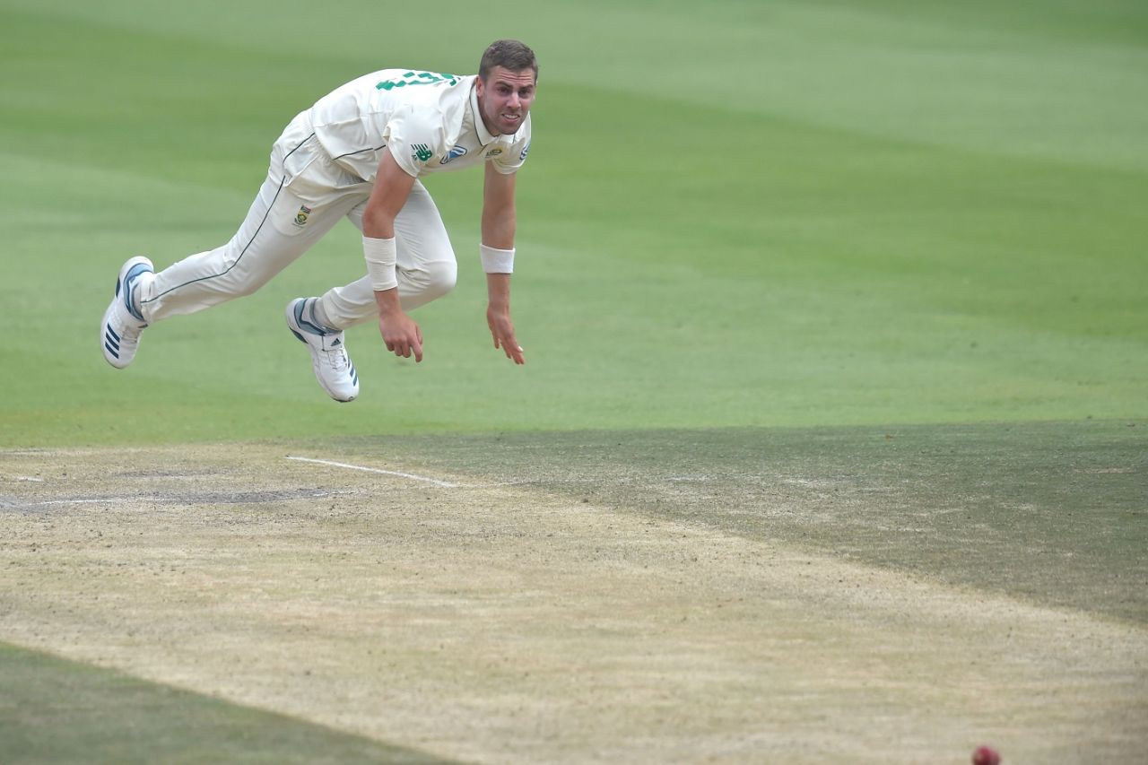 Anrich Nortje after his delivery stride, South Africa v England, 4th Test, Day 3, Johannesburg, January 26, 2020