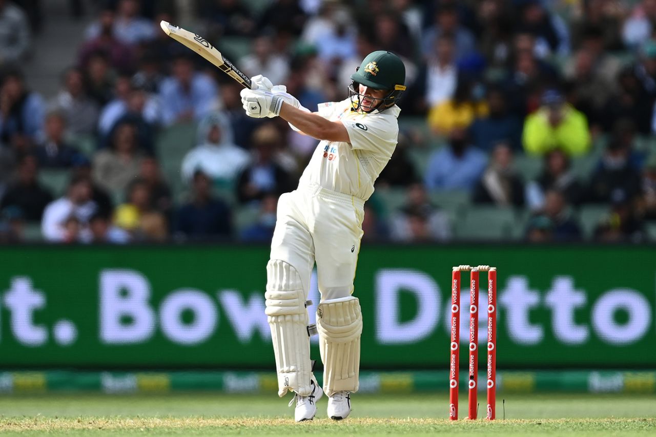 Marcus Harris is up on his toes to pull, Australia vs England, 3rd Test, 1st day, MCG, December 26, 2021