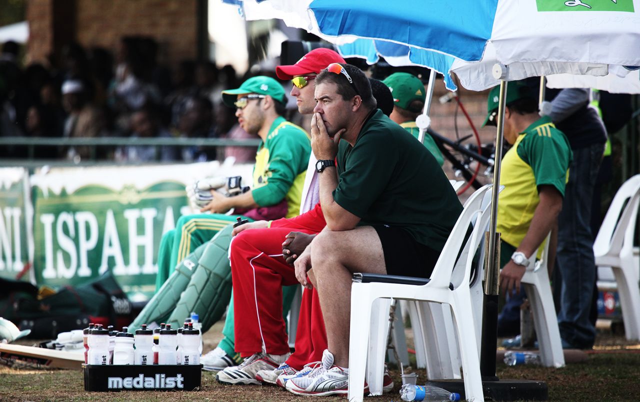 Heath Streak watches the match from the sidelines, Zimbabwe v South Africa, T20 tri-series final, Harare, June 24, 2012