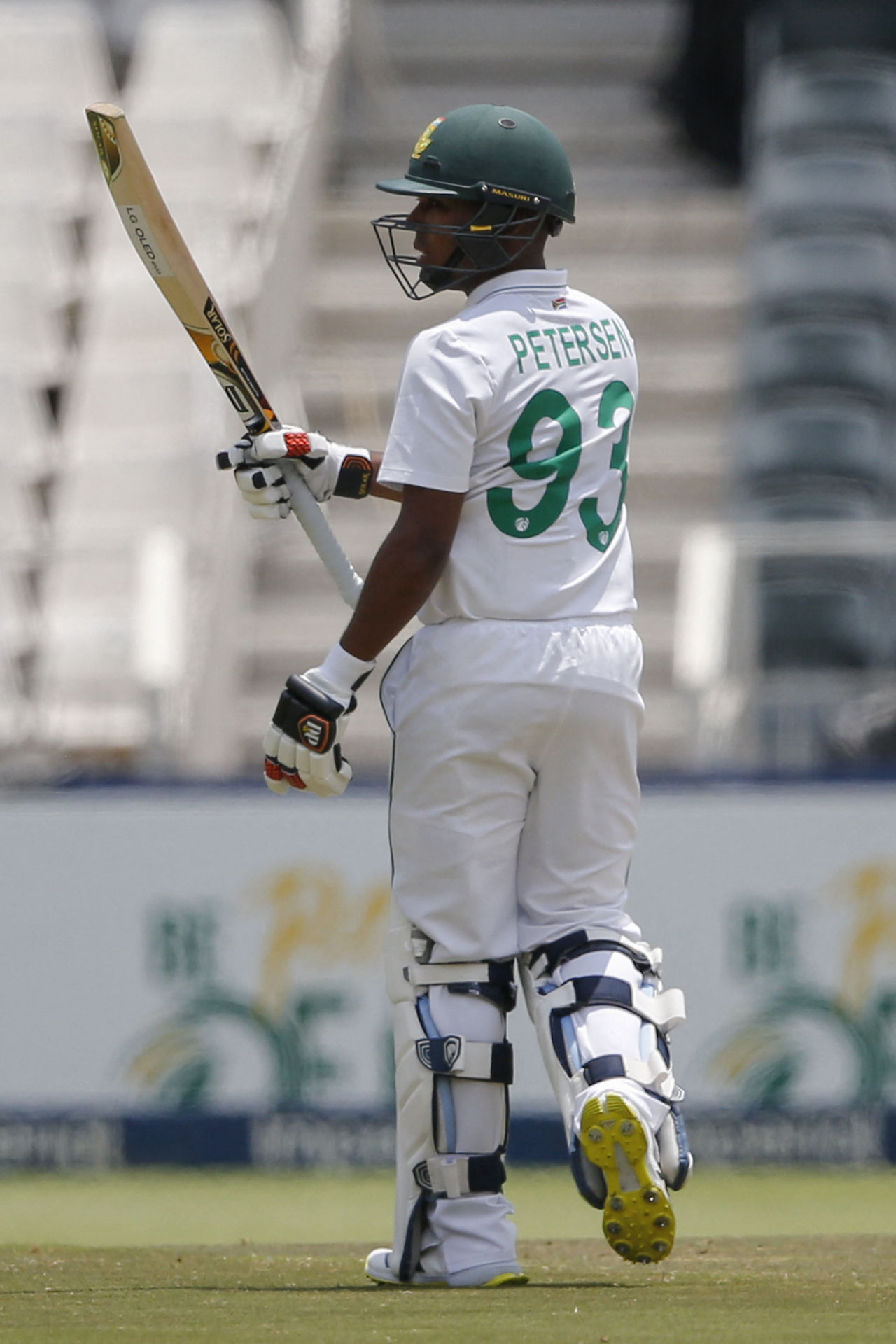Keegan Petersen raises his bat after completing his half-century, South Africa vs India, 2nd Test, Johannesburg, 2nd day, January 4, 2022