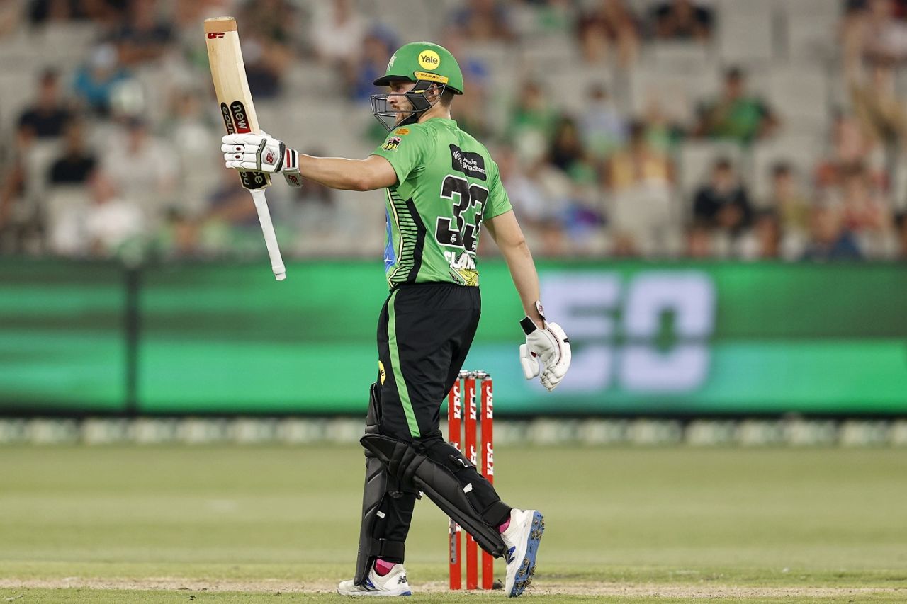 Joe Clarke celebrates his half-century, Melbourne Stars vs Adelaide Strikers, Big Bash League 2021-22, Melbourne, January 10, 2022