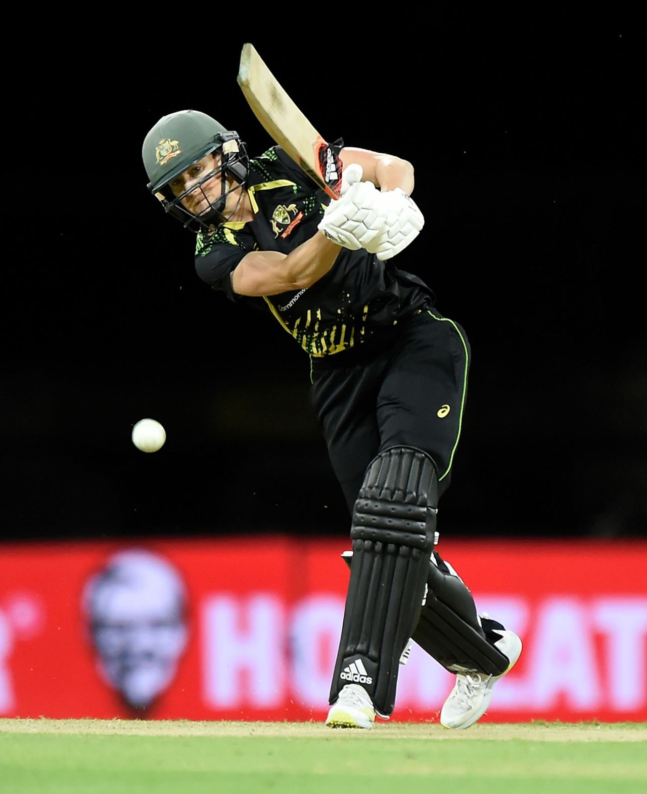 Ellyse Perry drives down the ground, Australia vs India, 2nd T20I, Metricon Stadium, October 9, 2021