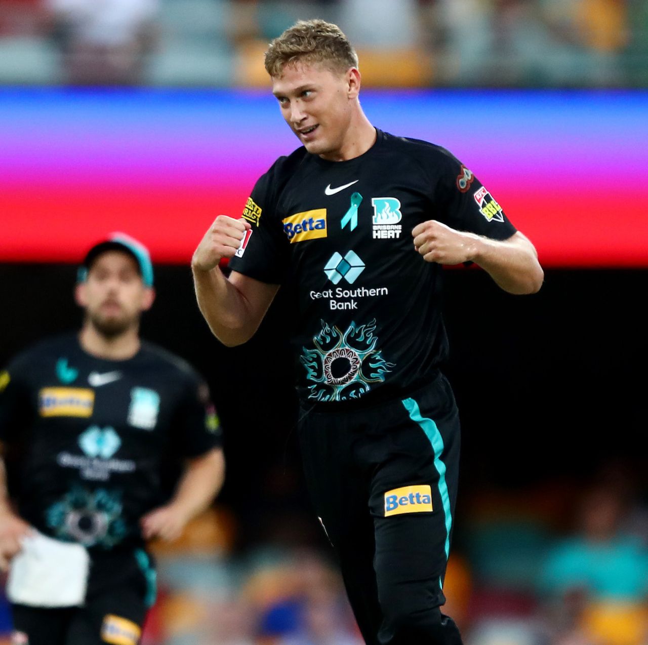 Will Prestwidge celebrates after picking up a wicket, Brisbane Heat vs Adelaide Strikers, BBL 2021-22, Brisbane, January 12, 2022