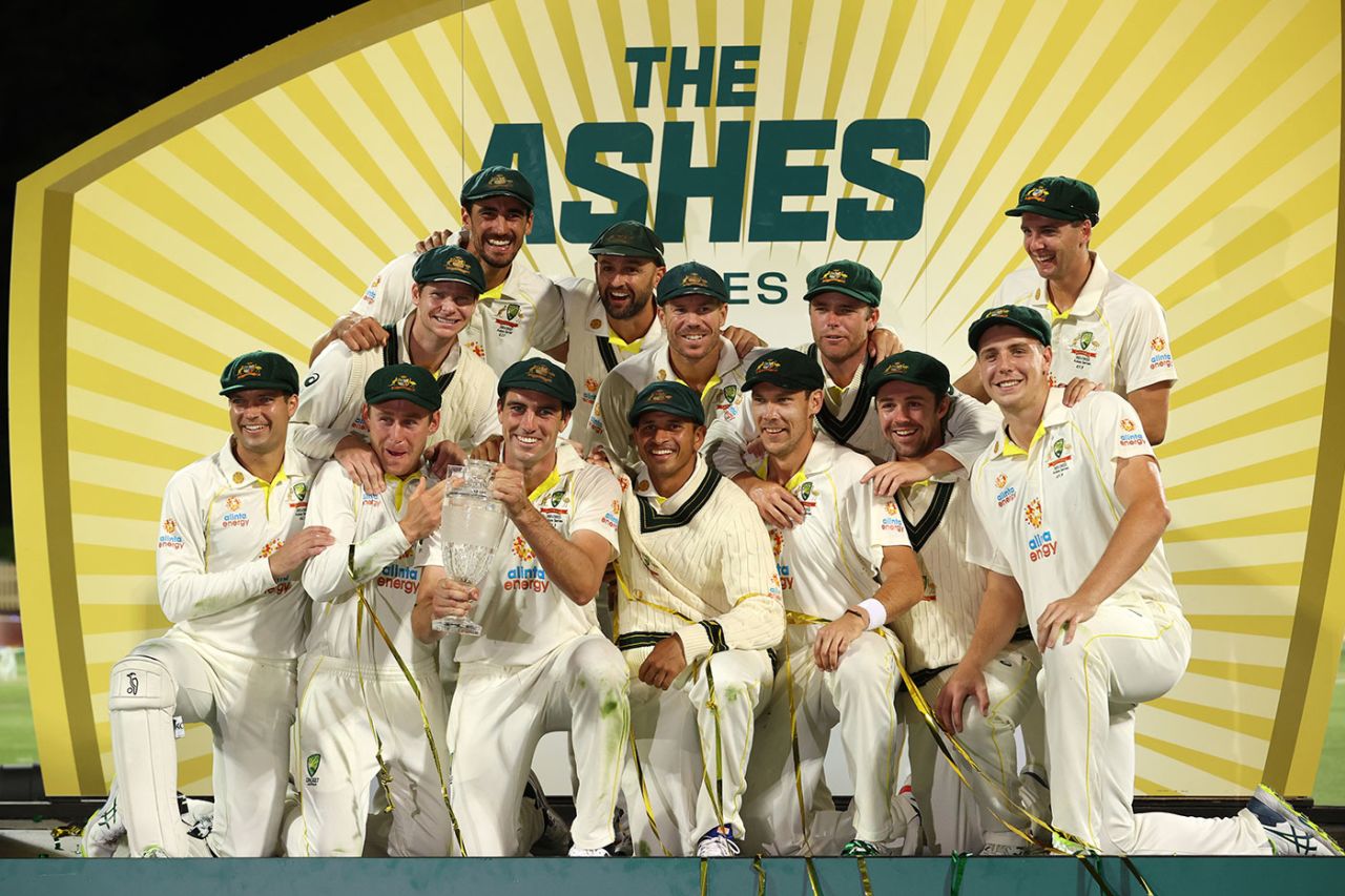 Australia celebrates their Ashes series win, Australia vs England, Men's Ashes, 5th Test, 3rd day, Hobart, January 16, 2021