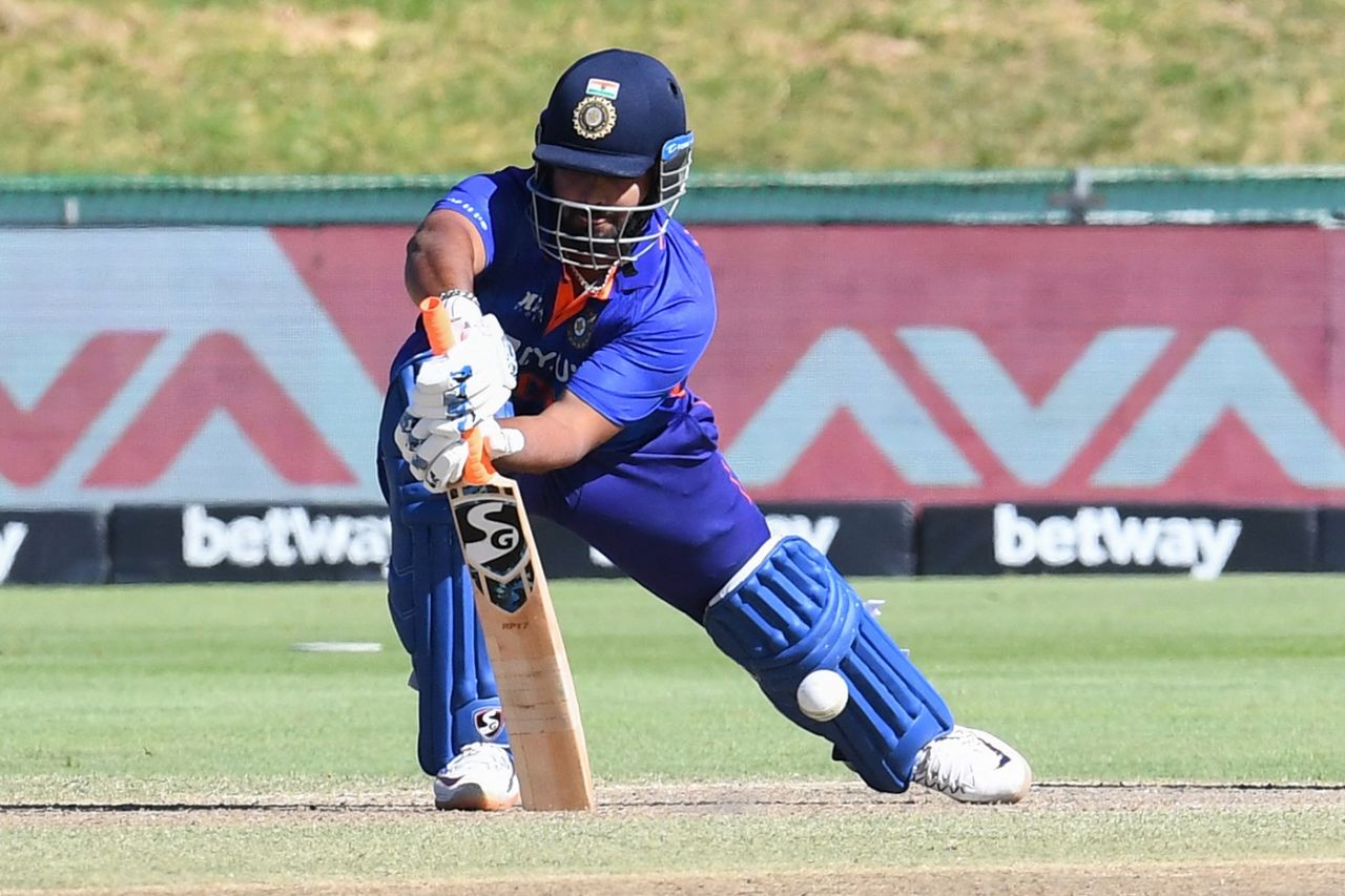 Rishabh Pant lunges to play one, South Africa vs India, 1st ODI, Paarl, January 19, 2022