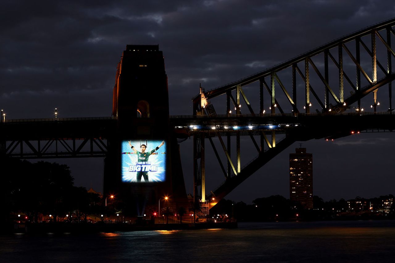 Shaheen Shah Afridi is projected on Sydney Harbour Bridge, T20 World Cup fixtures announcement, January 20, 2022
