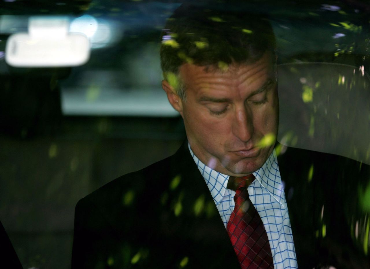 Wayne Phillips leaves court  after giving evidence during the committal hearing to determine the cause of the death of David Hookes, Melbourne, November 16. 2004