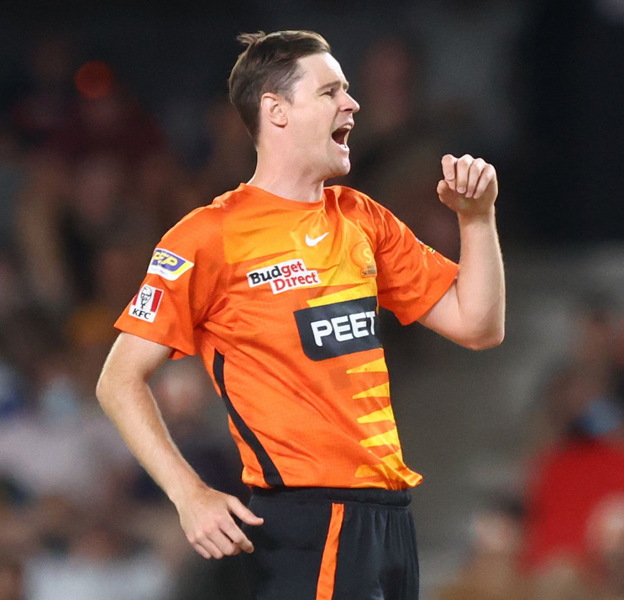 Jason Behrendorff celebrates a wicket, Perth Scorchers vs Sydney Sixers, BBL Qualifier Final, Melbourne, January 22, 2022