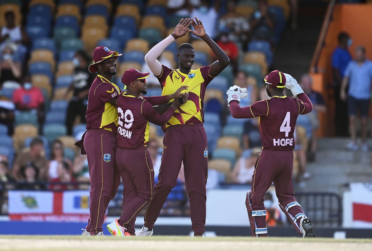 Jason Holder struck with consecutive balls, West Indies vs England, 1st T20I, Kensington Oval, Barbados, January 22, 2022