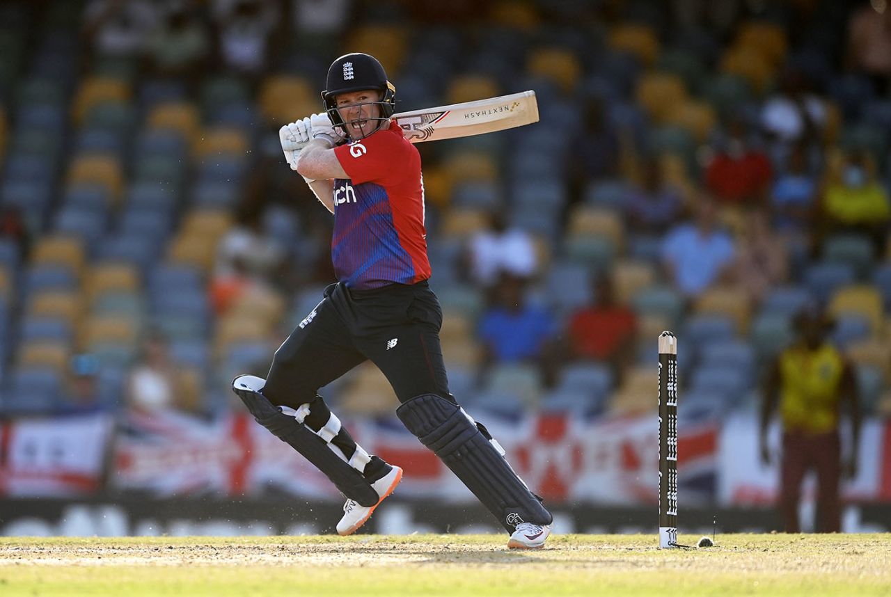 Eoin Morgan ground out 17 off 29 balls, West Indies vs England, 1st T20I, Kensington Oval, Barbados, January 22, 2022