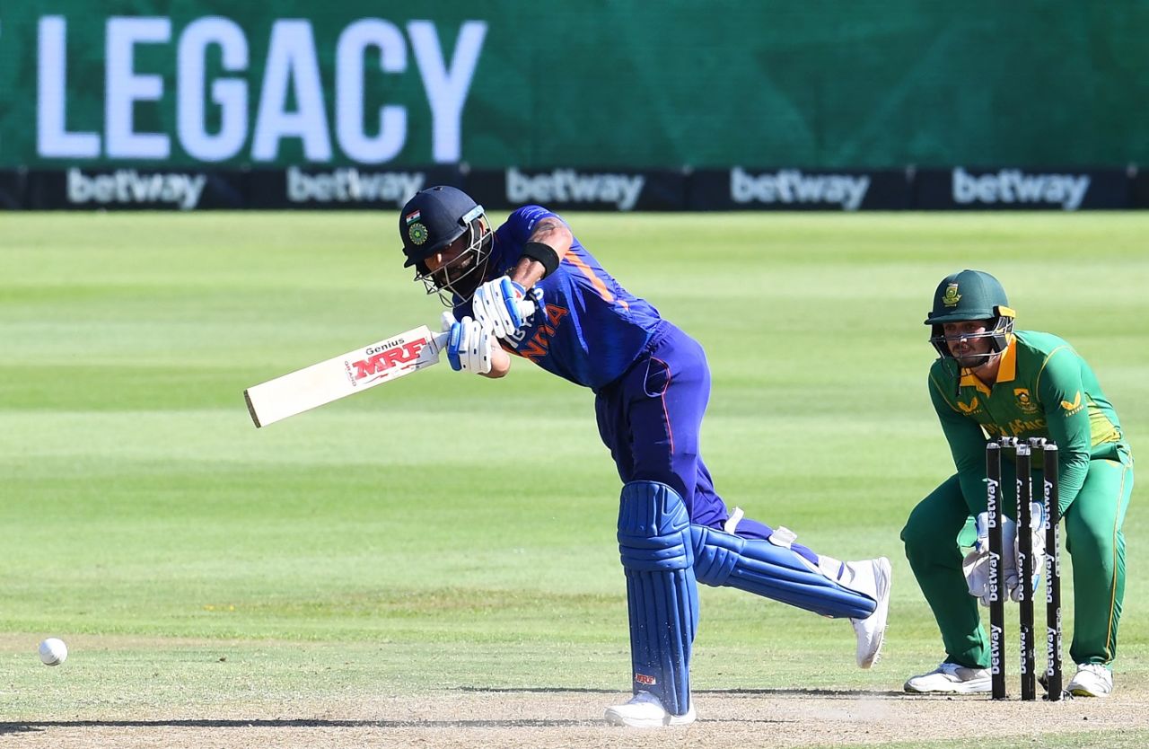 Virat Kohli leans into a push, South Africa vs India, 3rd ODI, Cape Town, January 23, 2022