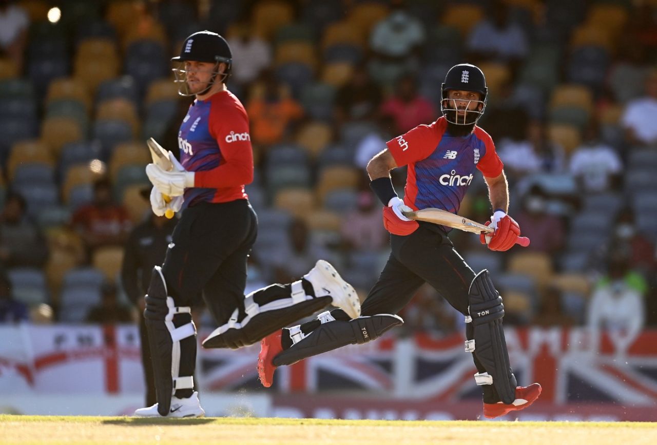 Jason Roy and Moeen Ali built a strong stand for England, West Indies vs England, 2nd T20I, Kensington Oval, Barbados, January 23, 2022