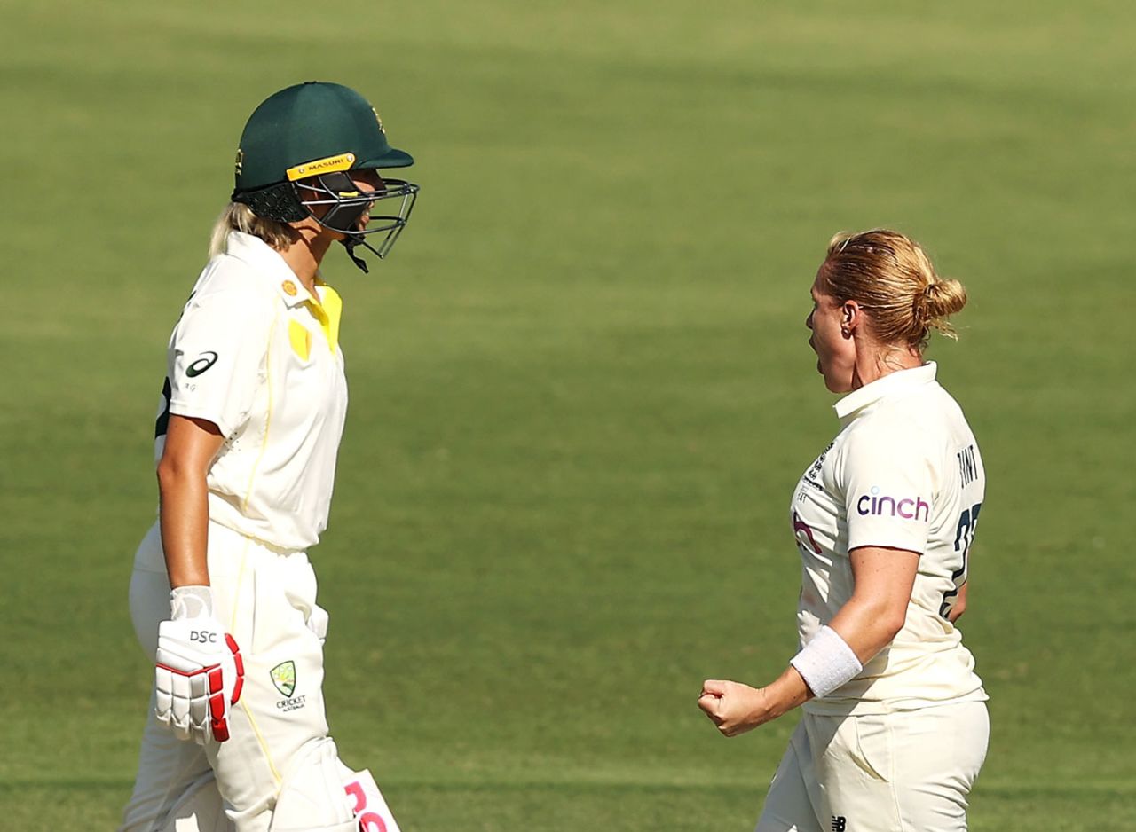 Ashleigh Gardner was trapped lbw by Katherine Brunt, Australia vs England, Only Test, Women's Ashes, Canberra, January 27, 2022