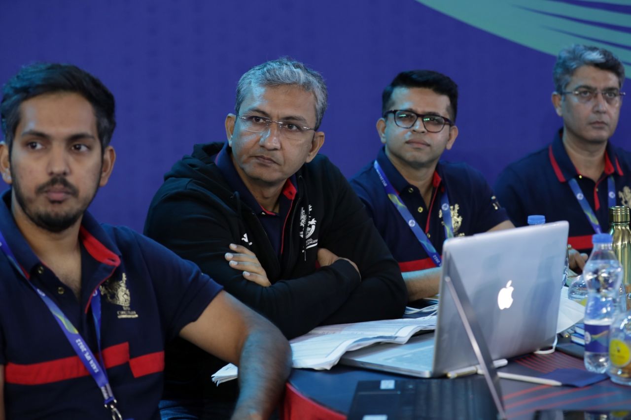 The RCB table at the IPL 2022 auction, Bengaluru, February 12, 2022