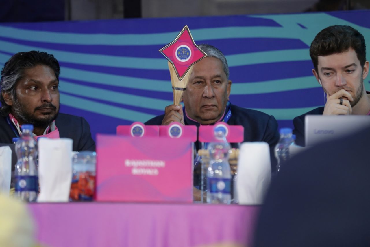 The Rajasthan Royals table at the IPL 2022 auction, Bengaluru, February 12, 2022