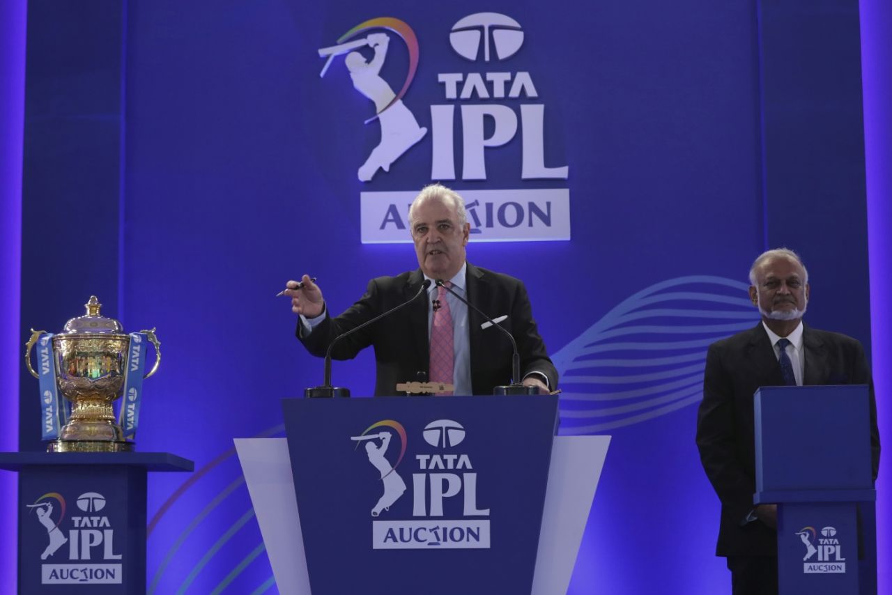 IPL auctioneer Hugh Edmeades in action, Bengaluru, February 12, 2022