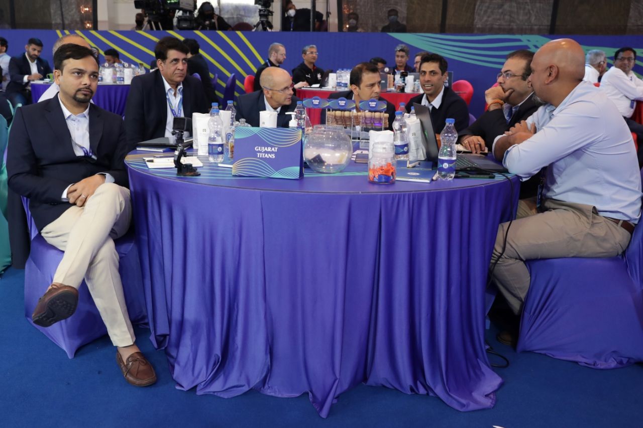 The Gujarat Titans table at the IPL 2022 auction, Bengaluru, February 13, 2022