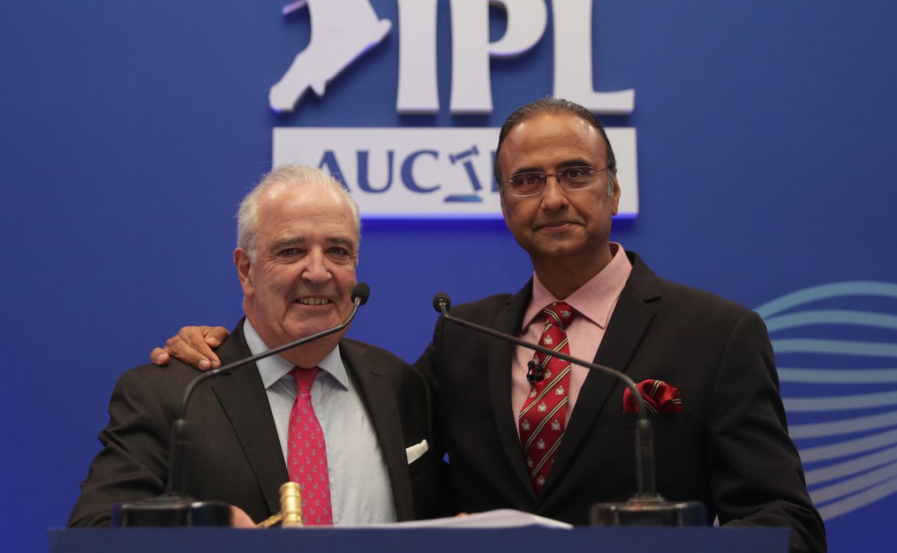 Hugh Edmeades and Charu Sharma strike a pose after the auction, Bengaluru, February 13, 2022