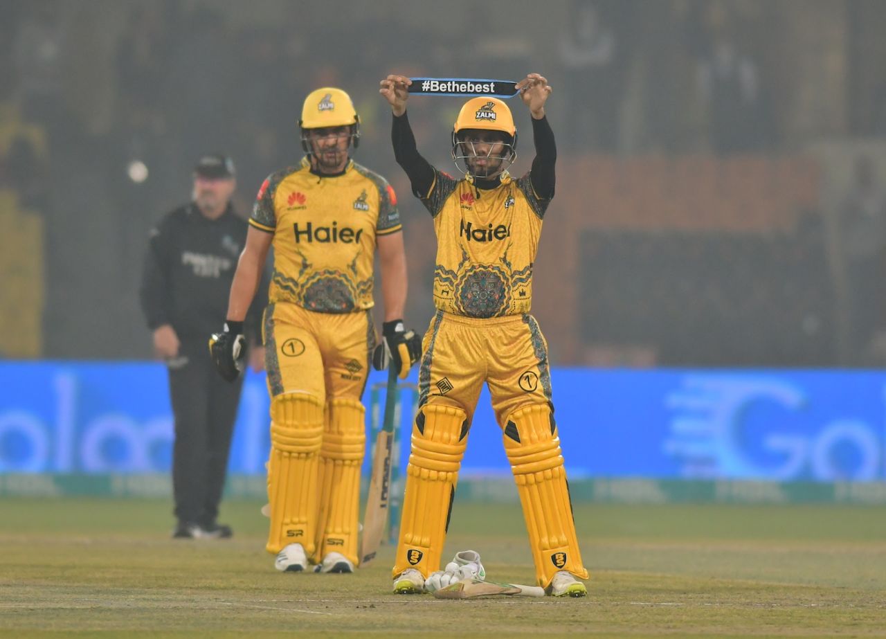Mohammad Haris celebrates his fifty in unique style, Peshawar Zalmi vs Islamabad United, PSL 2022, Lahore, February 17, 2022