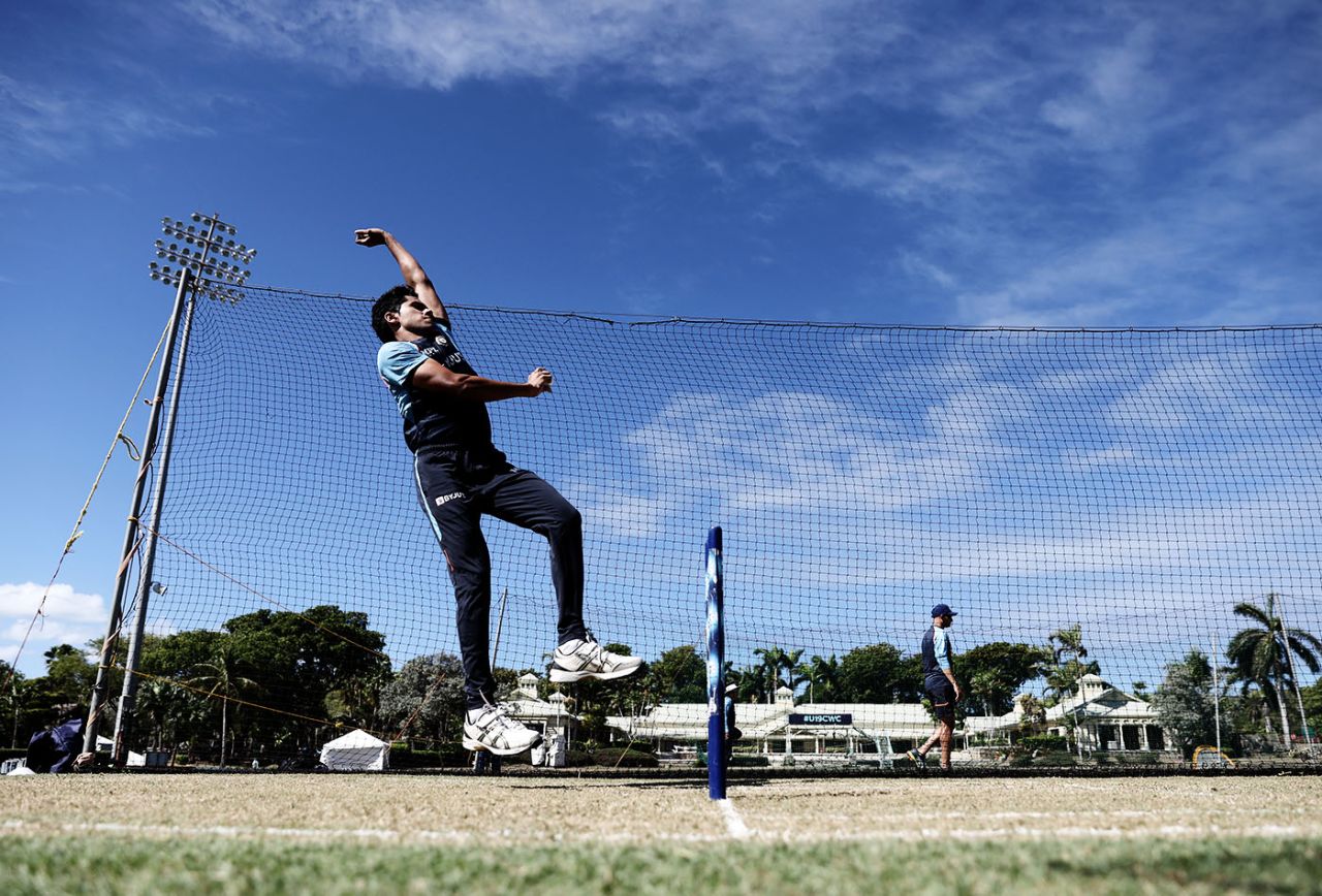 Raj Bawa bowls in the nets, Antigua, January 25, 2022