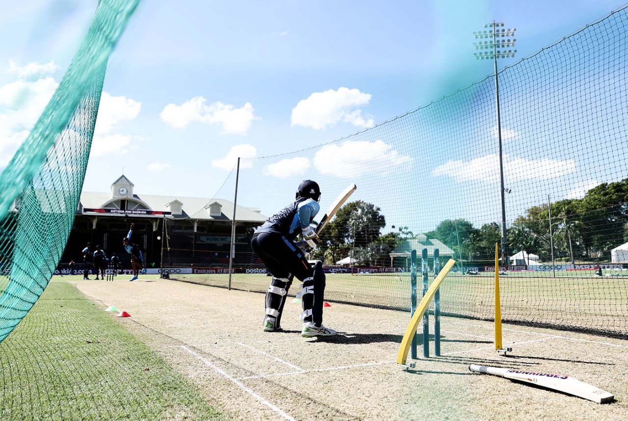 Dinesh Bana bats in the nets, Antigua, January 25, 2022