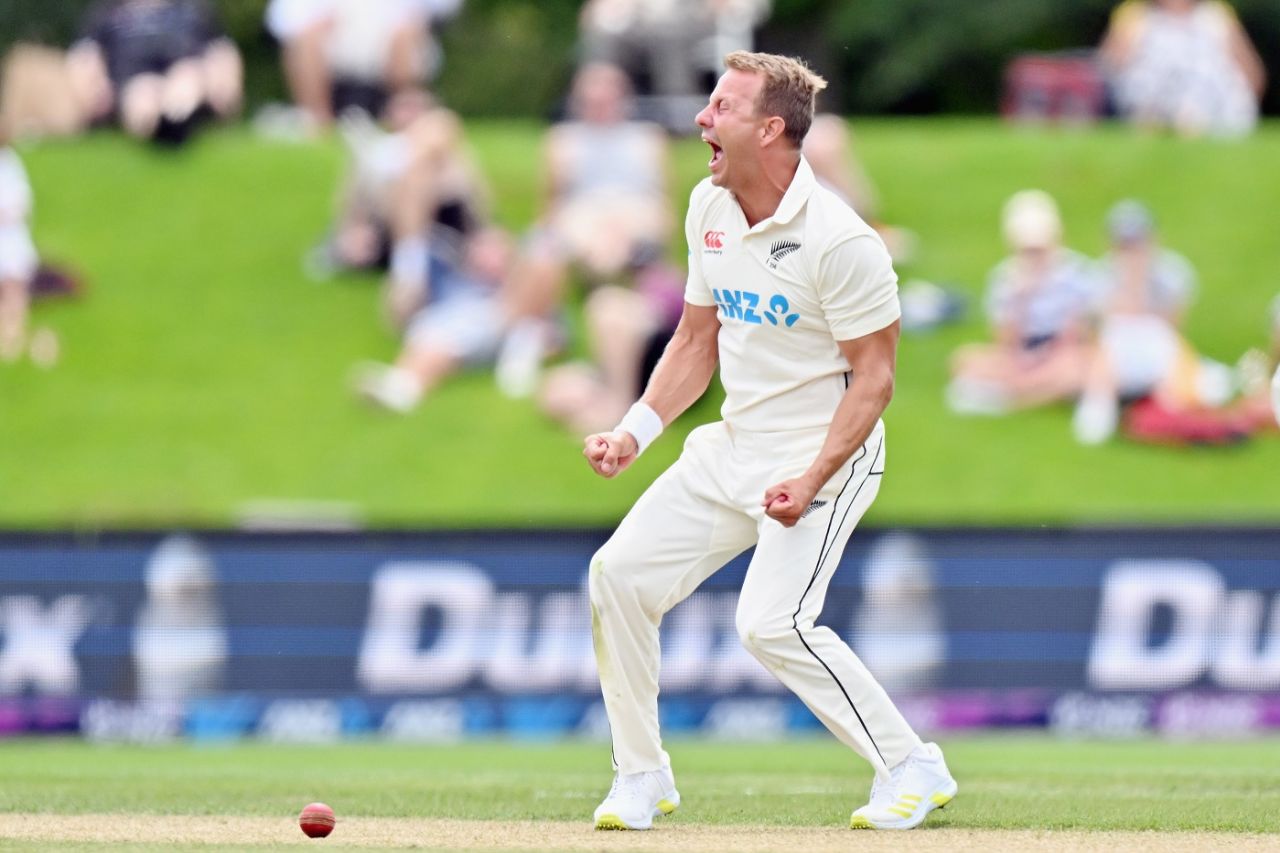 Neil Wagner celebrates a wicket, New Zealand vs South Africa, 1st Test, Christchurch, 3rd day, February 19, 2022
