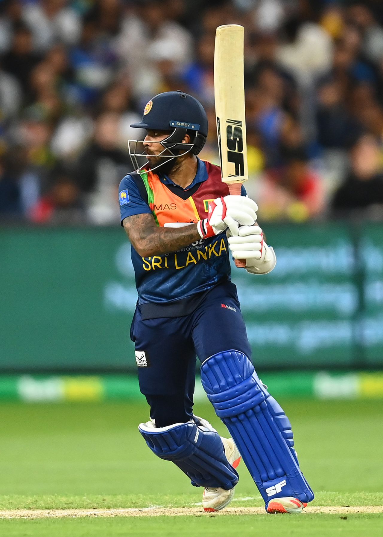 Kusal Mendis powers the ball away during his half-century, Australia vs Sri Lanka, 5th T20I, Melbourne, February 20, 2022