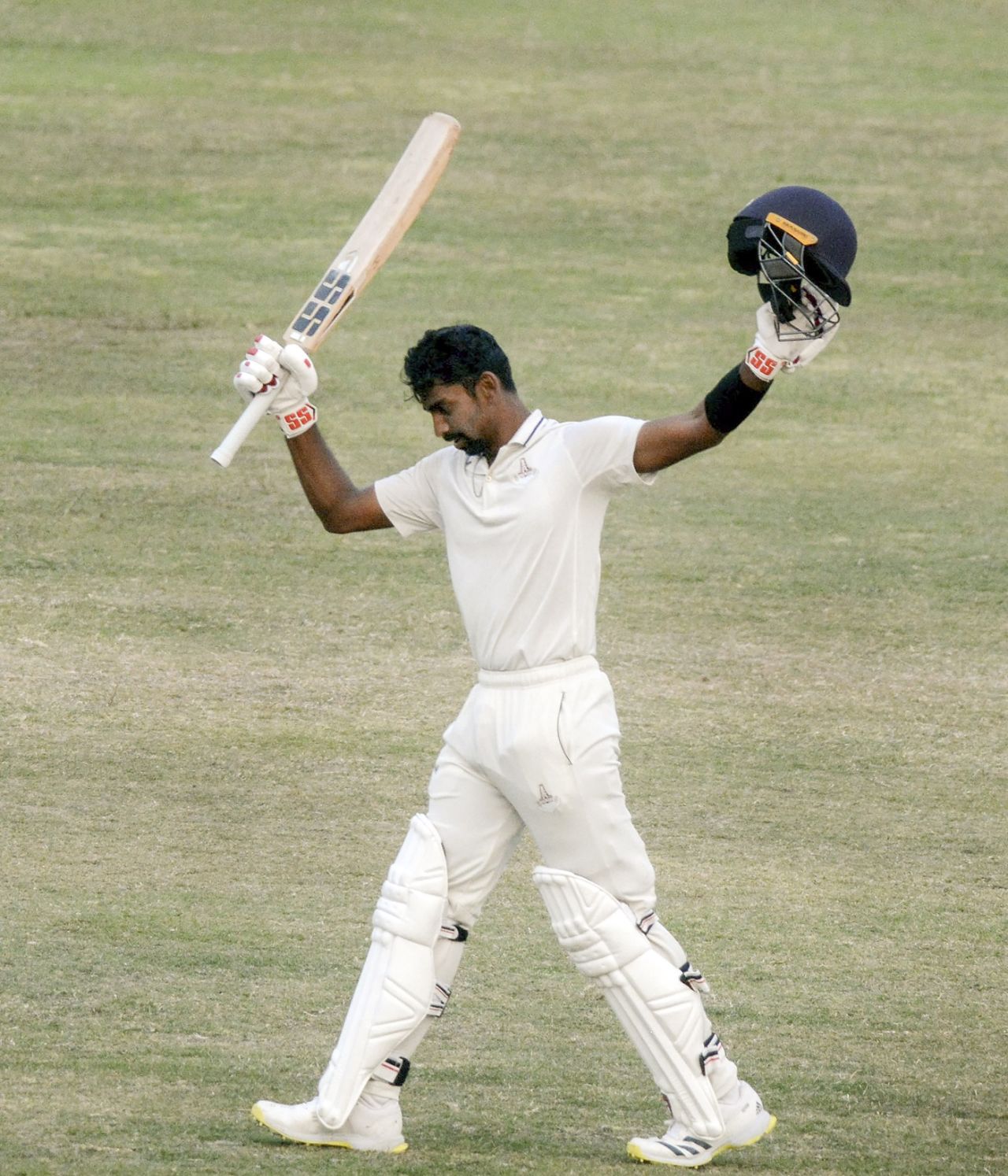 B Aparajith celebrates his century, Chhattisgarh vs Tamil Nadu, Guwahati, 1st day, Ranji Trophy 2021-22, February 24, 2022