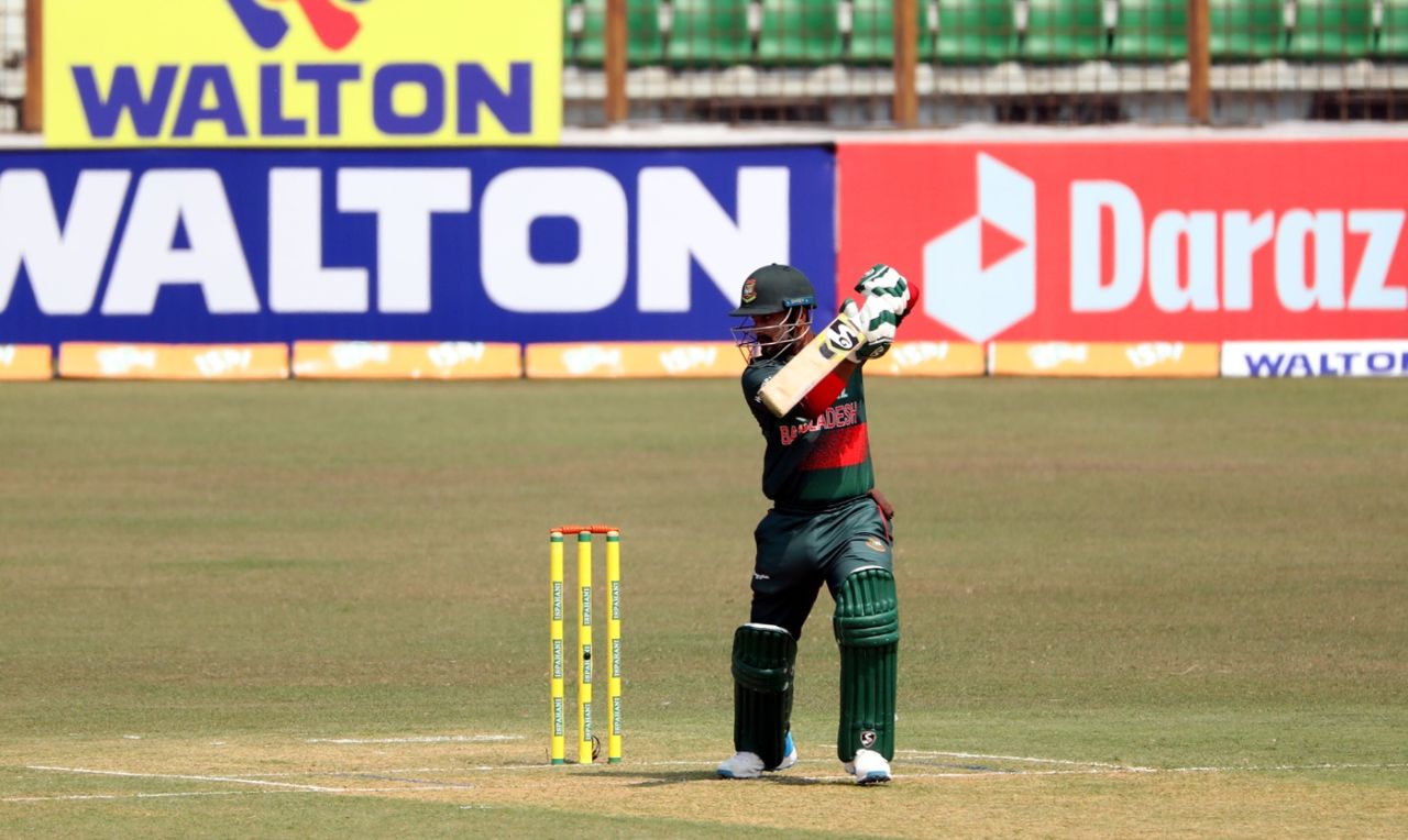 Litton Das drives to the off side, Bangladesh vs Afghanistan, 2nd ODI, Chattogram, February 25, 2022