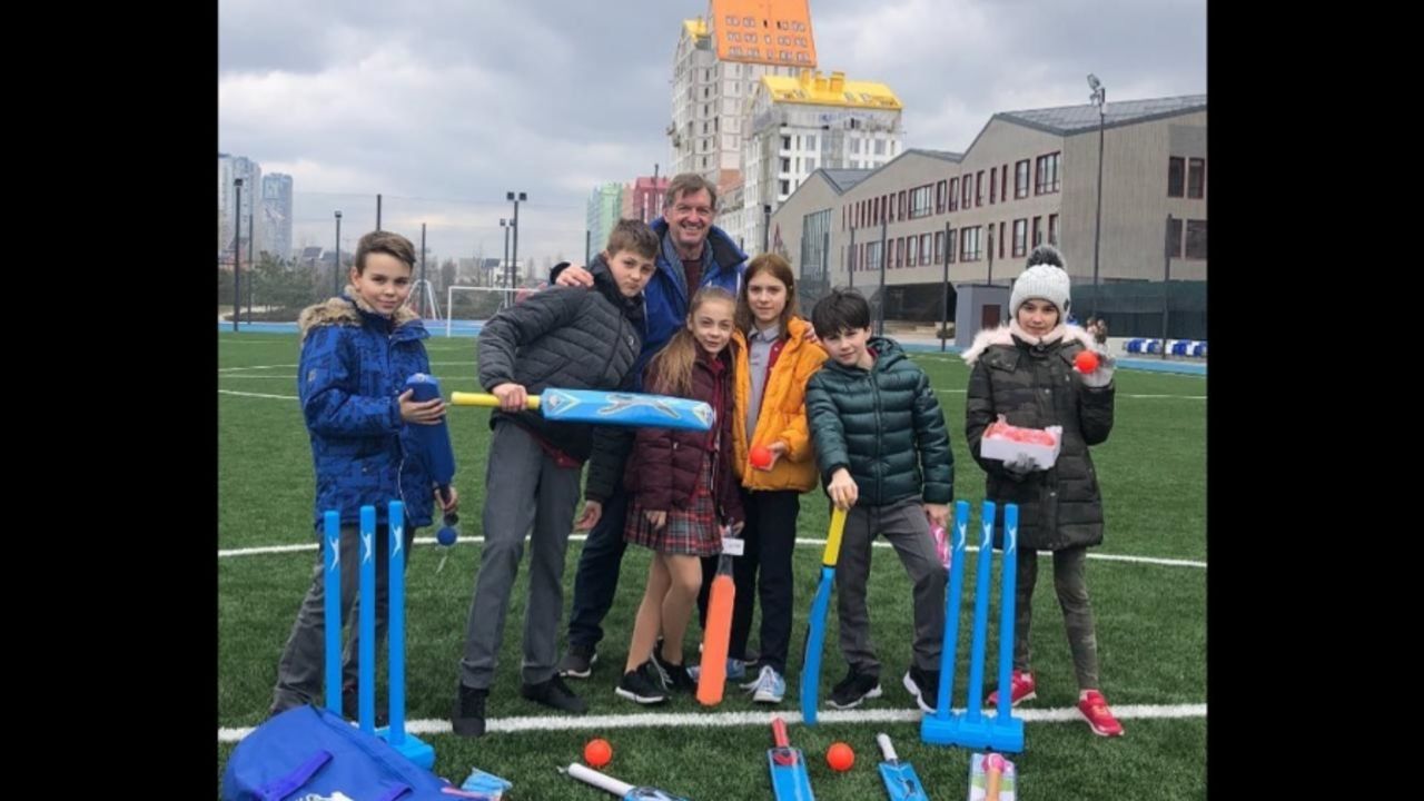 Kobus Olivier is also a principal and English teacher at a private school in Kyiv, and has introduced the kids to cricket