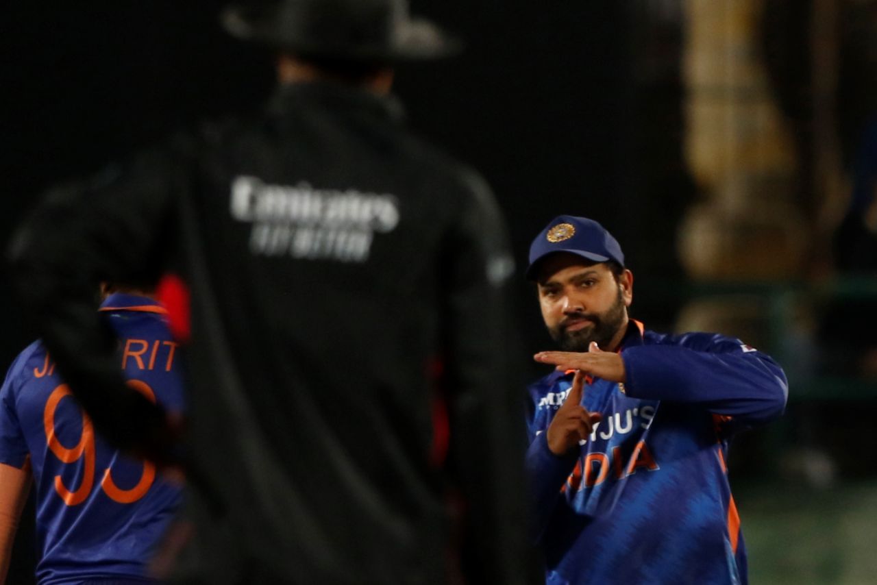 Rohit Sharma signals for a review, India vs Sri Lanka, 2nd T20I, Dharamsala, February 26, 2022
