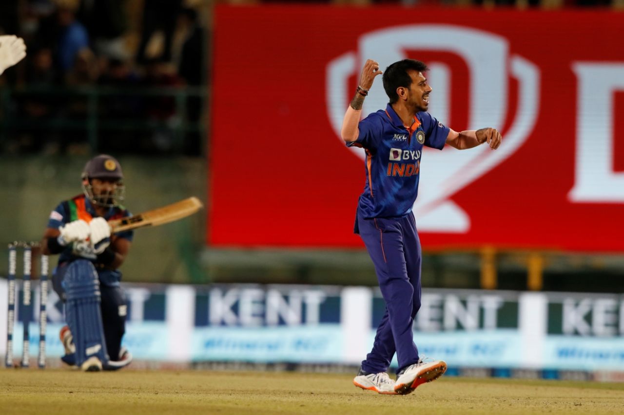 Yuzvendra Chahal trapped Charith Asalanka lbw on the sweep, India vs Sri Lanka, 2nd T20I, Dharamsala, February 26, 2022