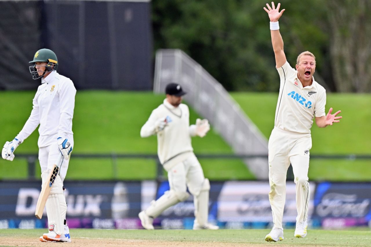Neil Wagner goes up in appeal, New Zealand vs South Africa, 2nd Test, Christchurch, 3rd day, February 27, 2022