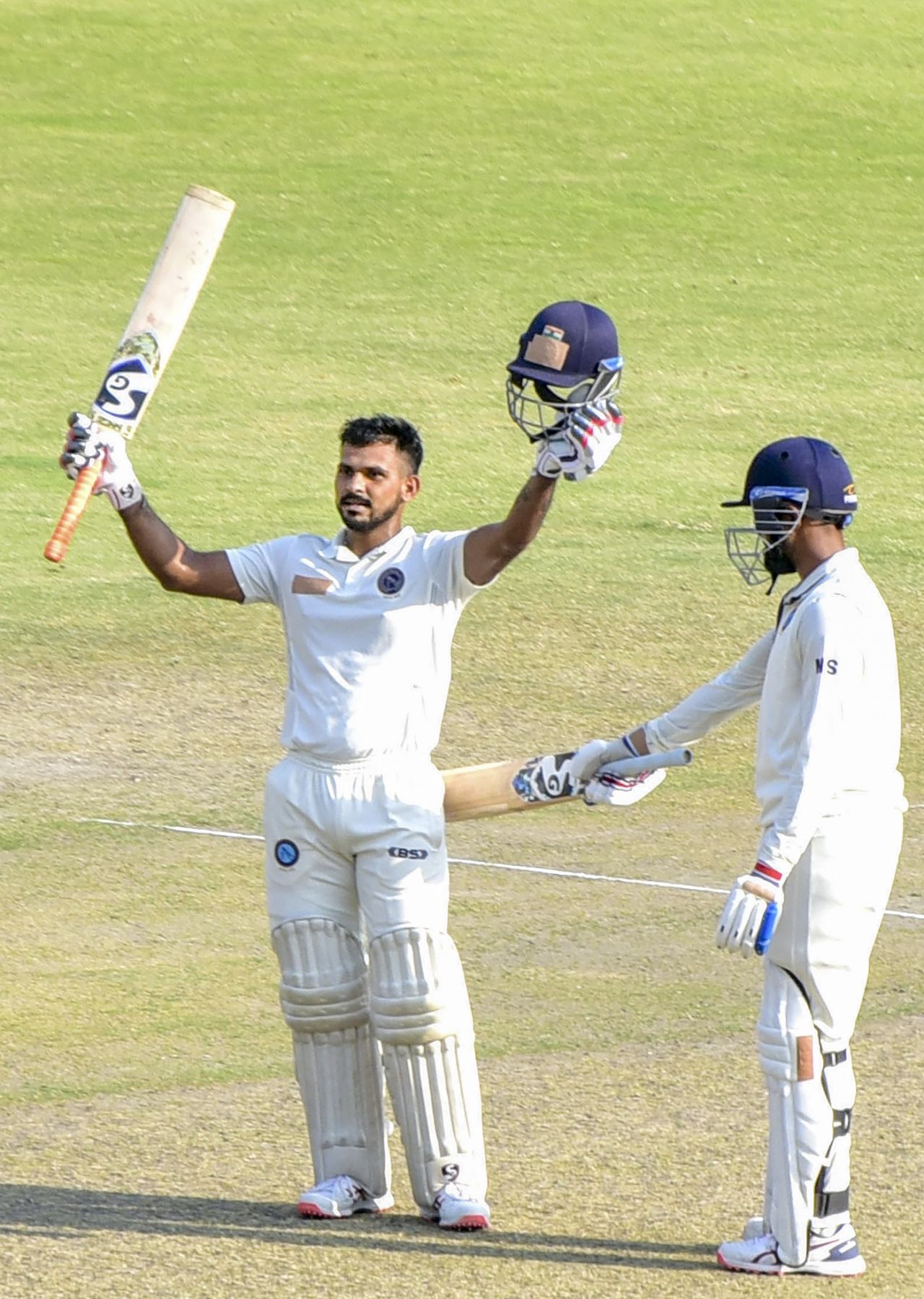 Kumar Suraj celebrates his century, Delhi vs Jharkhand, 3rd day, Ranji Trophy 2021-22, Guwahati, February 26, 2022