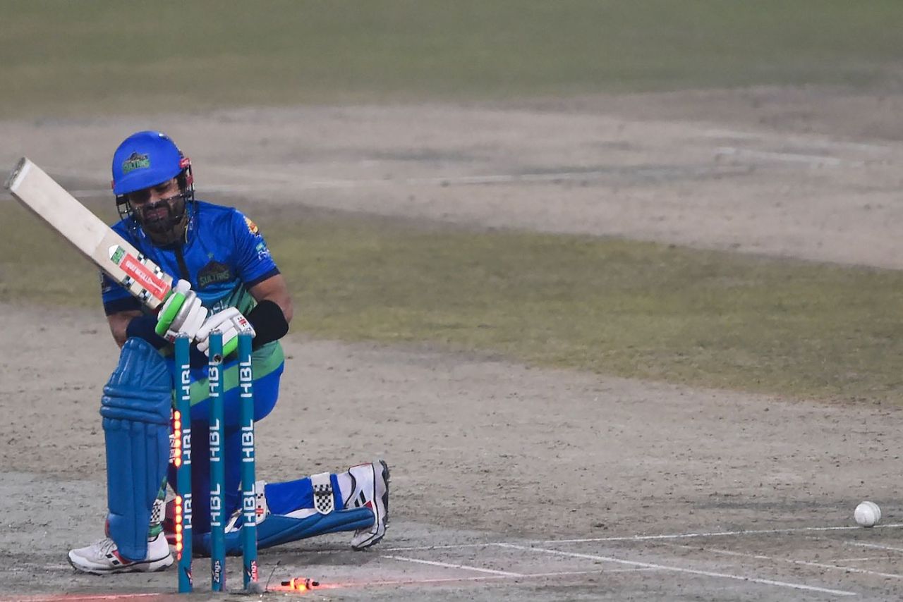 Mohammad Rizwan loses his stumps, Lahore Qalandars vs Multan Sultans, Final, PSL 2022, Lahore, February 27, 2022