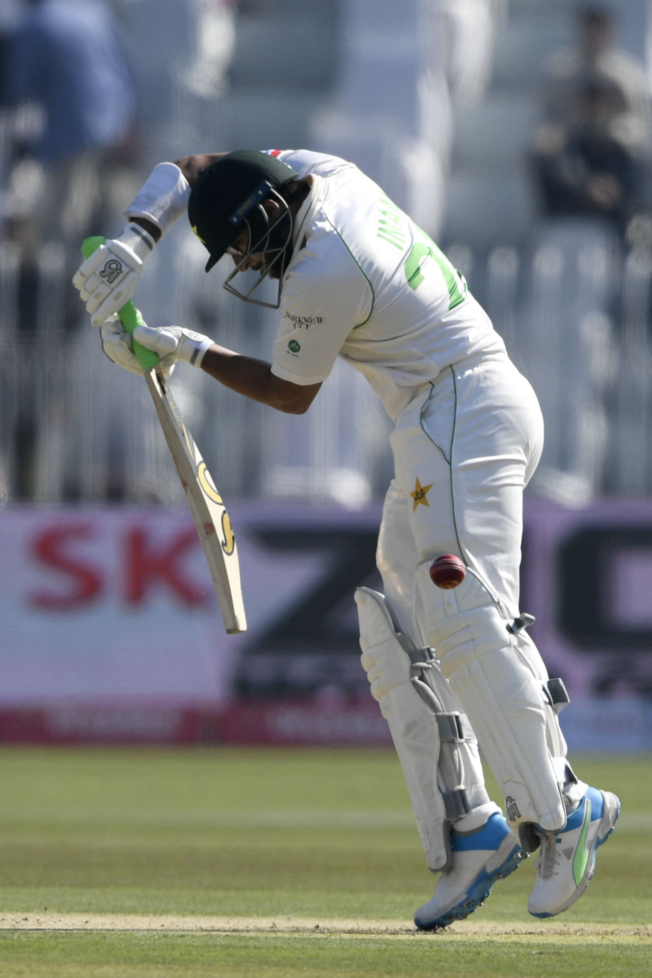 Imam-ul-Haq keeps a close watch on the ball as he defends, Pakistan vs Australia, 1st Test, Rawalpindi, 1st day, March 4, 2022