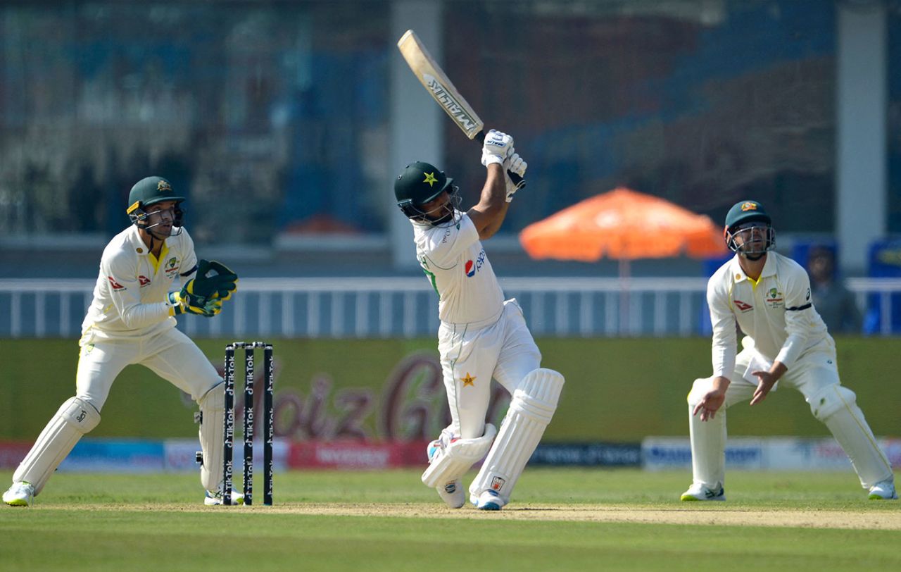 Abdullah Shafique goes down the ground, Pakistan vs Australia, 1st Test, Rawalpindi, 1st day, March 4, 2022