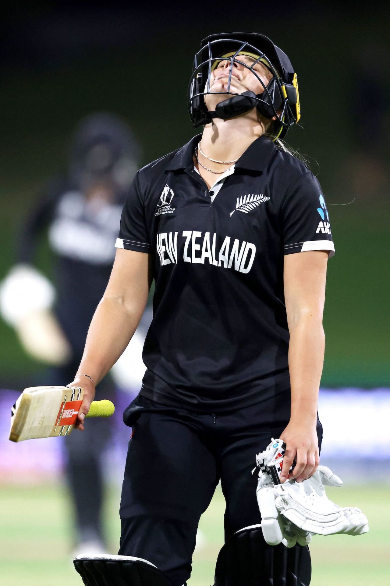 Jess Kerr looks devastated after falling to Deandra Dottin in the final over, New Zealand vs West Indies, Women's World Cup 2022, Mount Maunganui, March 4, 2022